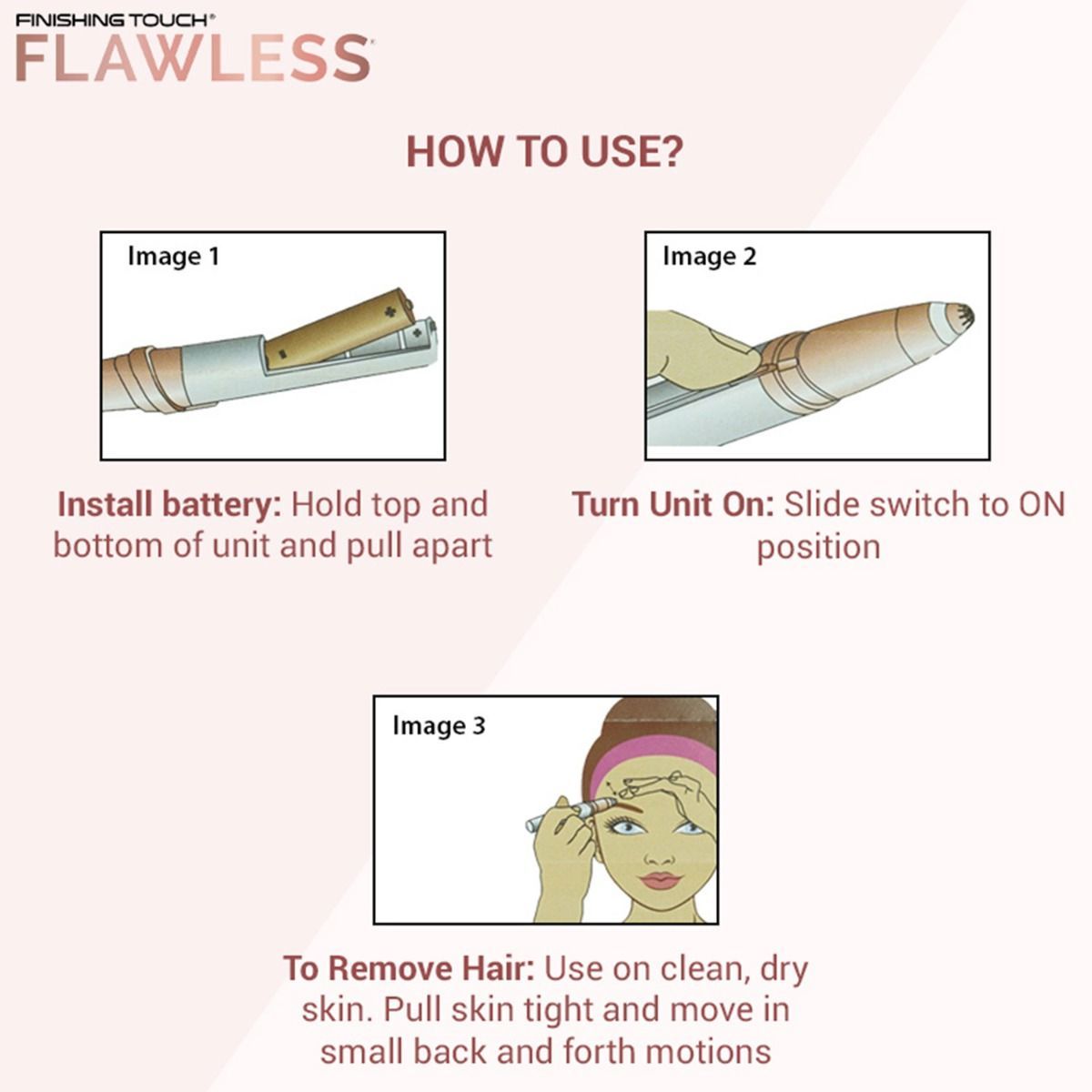 Flawless Brows- Women's Painless Facial Hair/Eyebrow Remover Electric Trimmer (Battery Included)